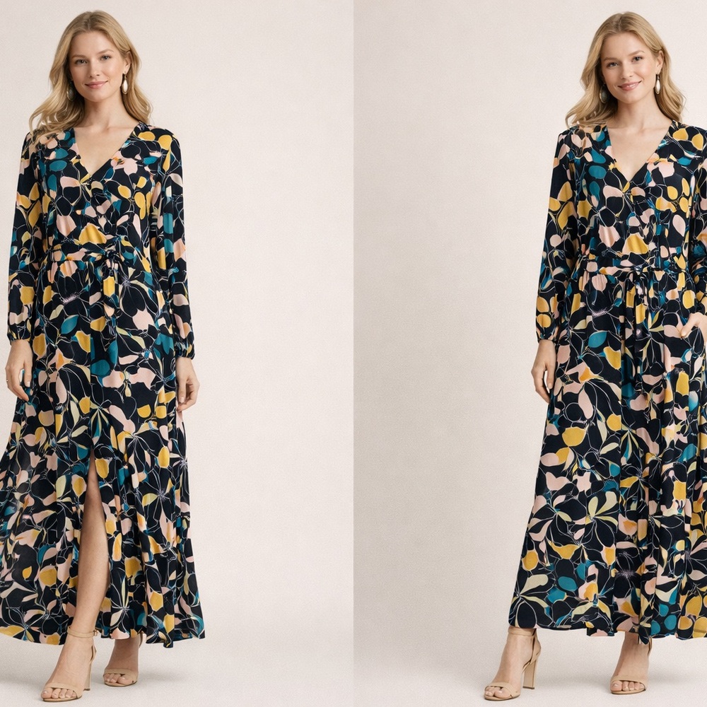 Bar III Multicolor Long Sleeve Maxi Dress